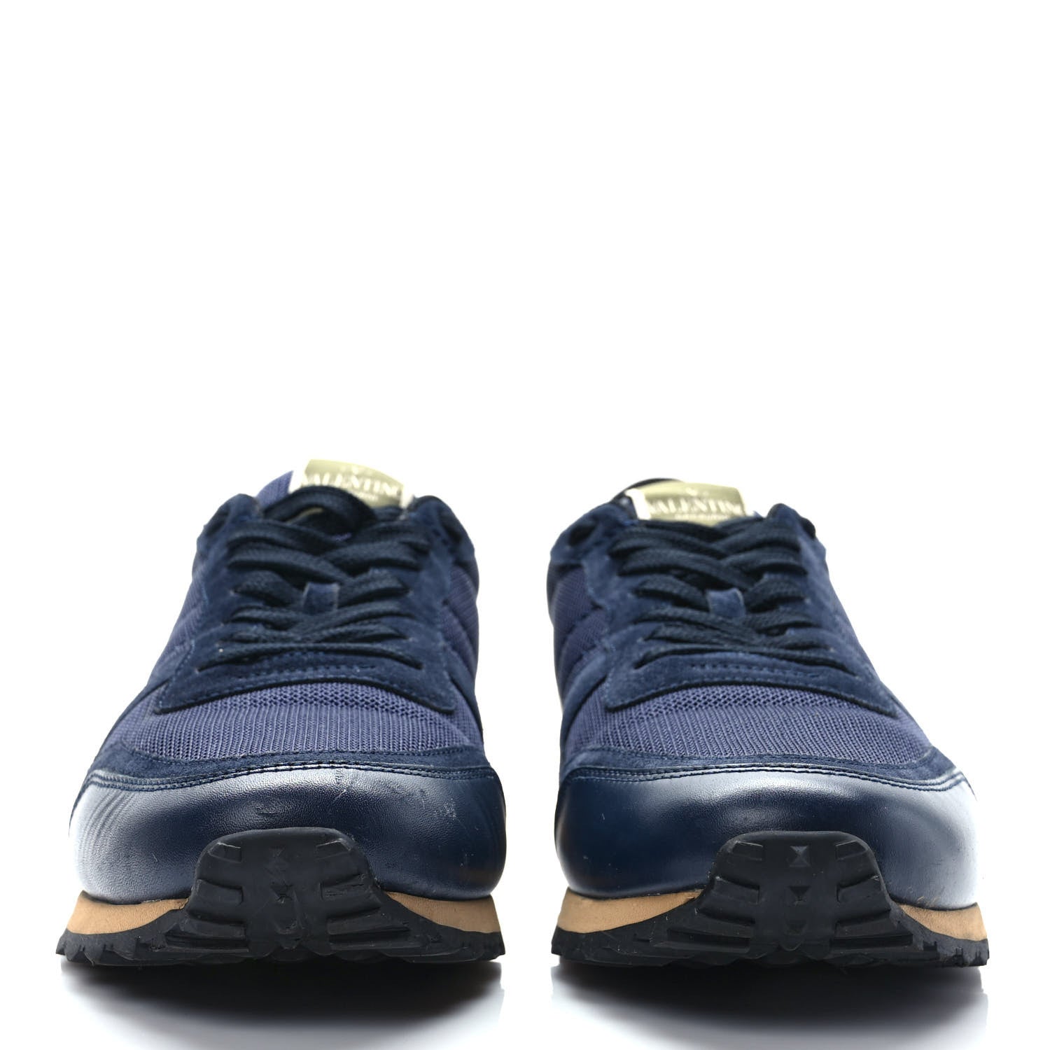 Valentino Garavani Nylon Suede Mens Rockrunner Sneakers 42 Navy 2 of 9