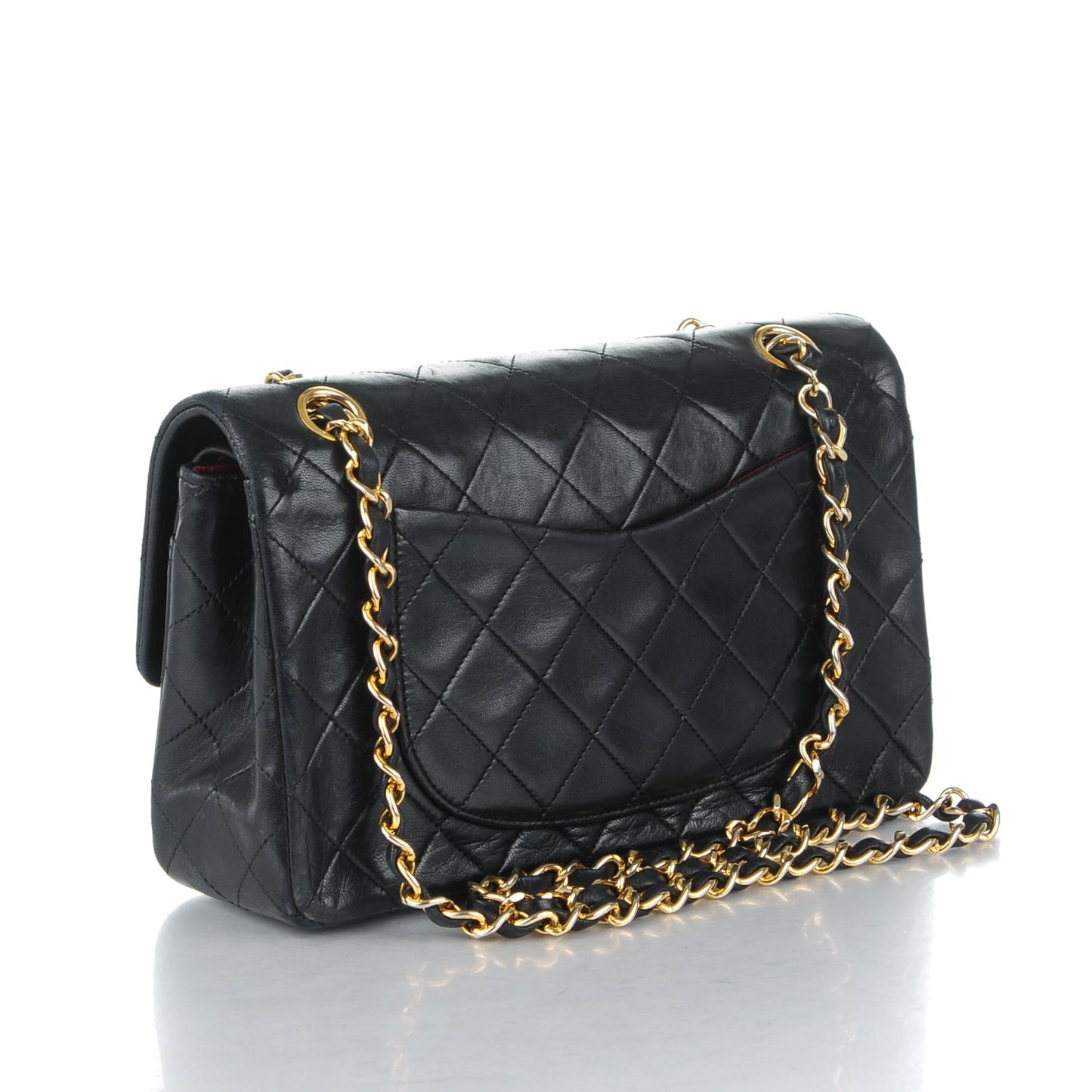 Lambskin Quilted Small Double Flap Black