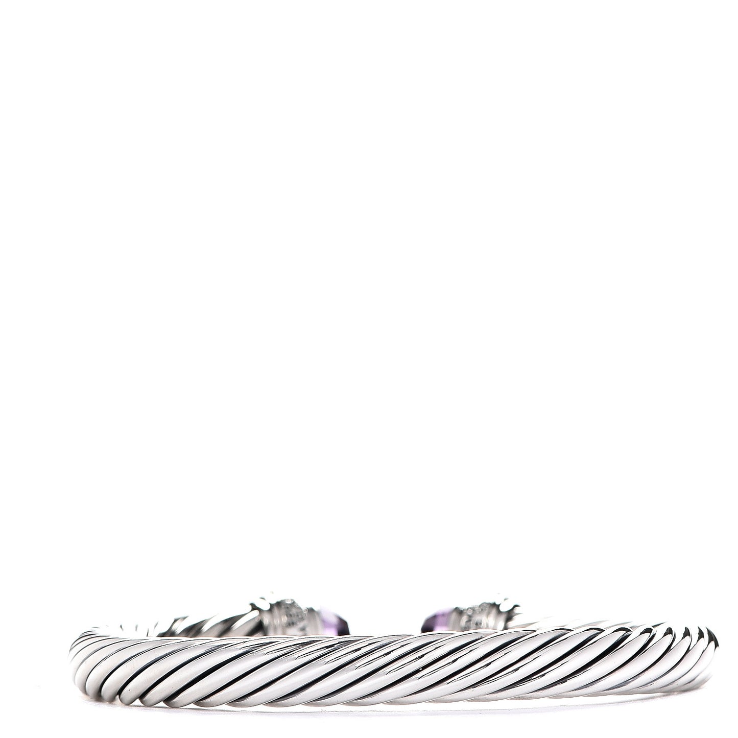 Sterling Silver 14K Yellow Gold Amethyst 7mm Cable Classics Bracelet