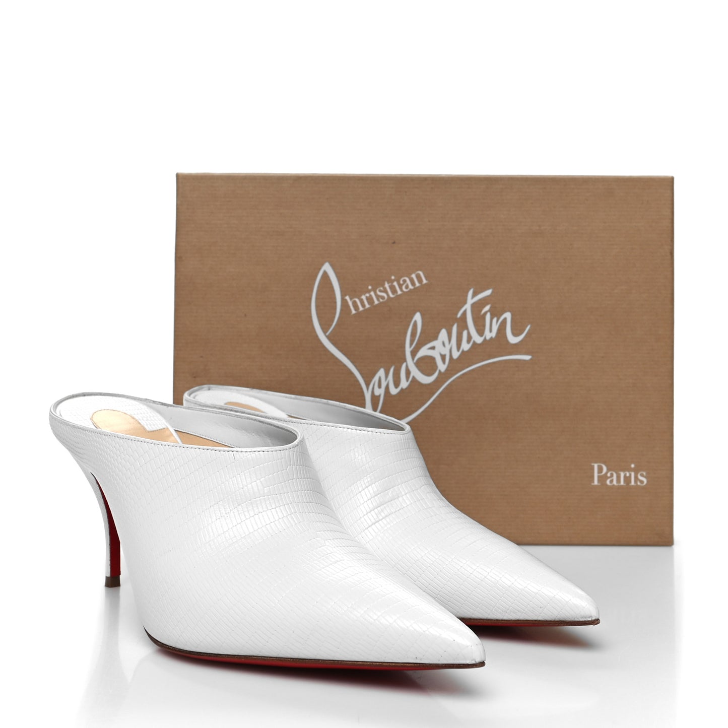 Calfskin Zarli Quart 80 Mules 36.5 White