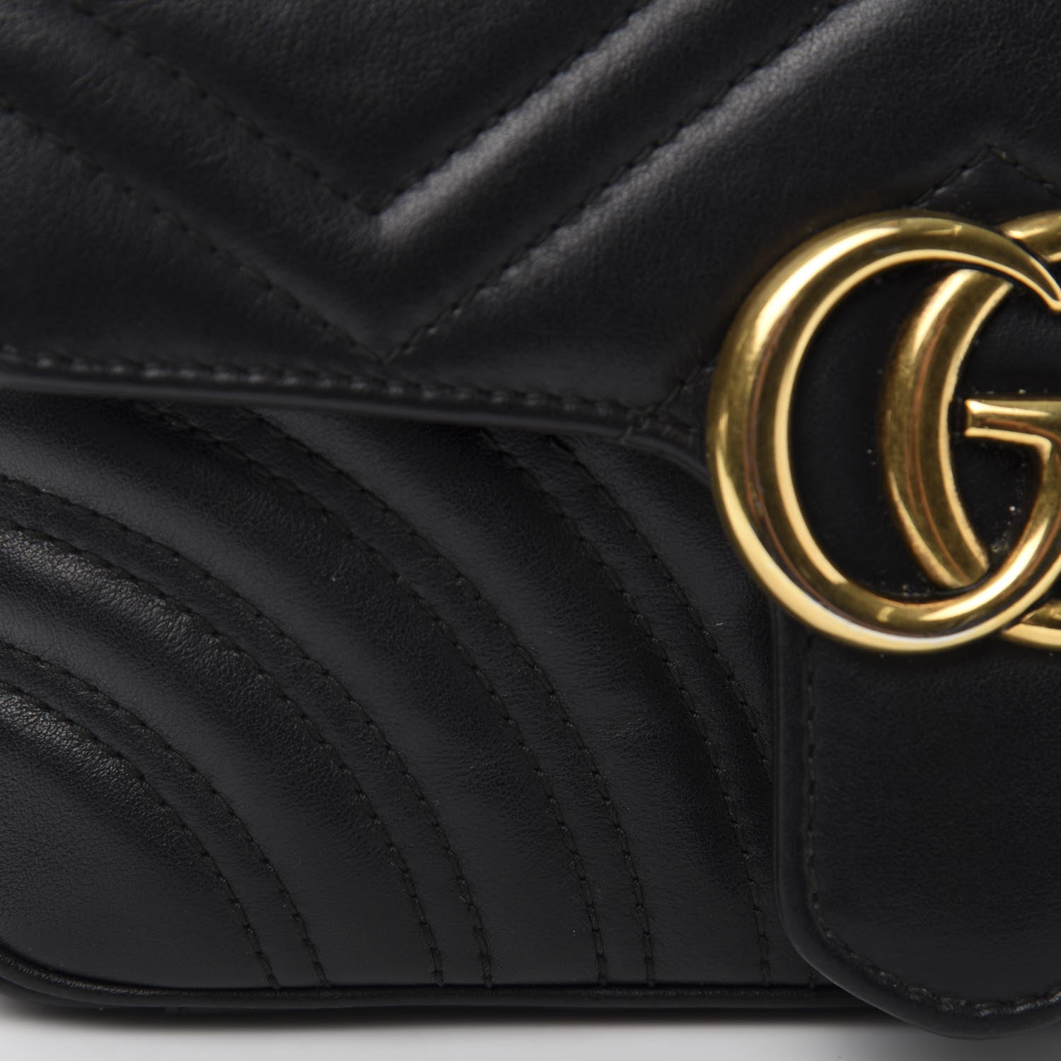 Gucci Calfskin Matelasse Mini GG Marmont Shoulder Bag Black 13 of 15