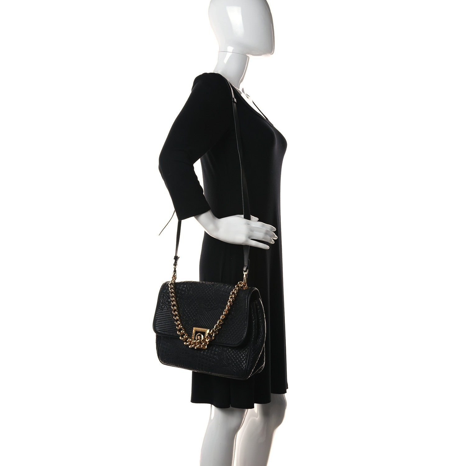 Versace Calfskin Micro Vanitas New Icon Handbag Black 2 of 14