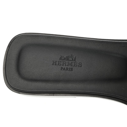 Hermes Box Calfskin Oran Sandals 40.5 Black 7 of 10
