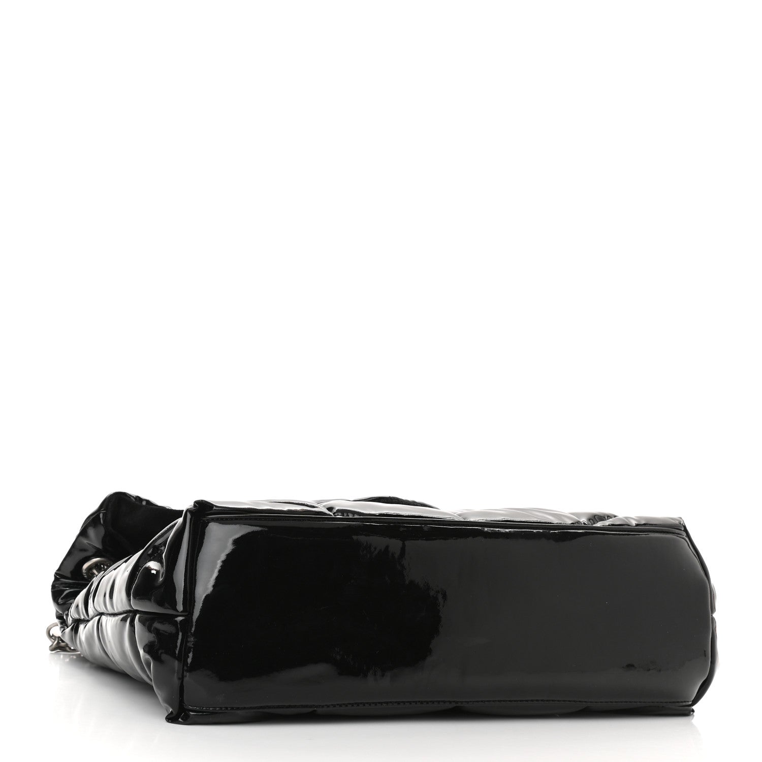 Saint Laurent Patent Lambskin Quilted Medium Loulou Puffer Monogram Chain Satchel Black 3 of 9