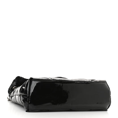 Saint Laurent Patent Lambskin Quilted Medium Loulou Puffer Monogram Chain Satchel Black 3 of 9