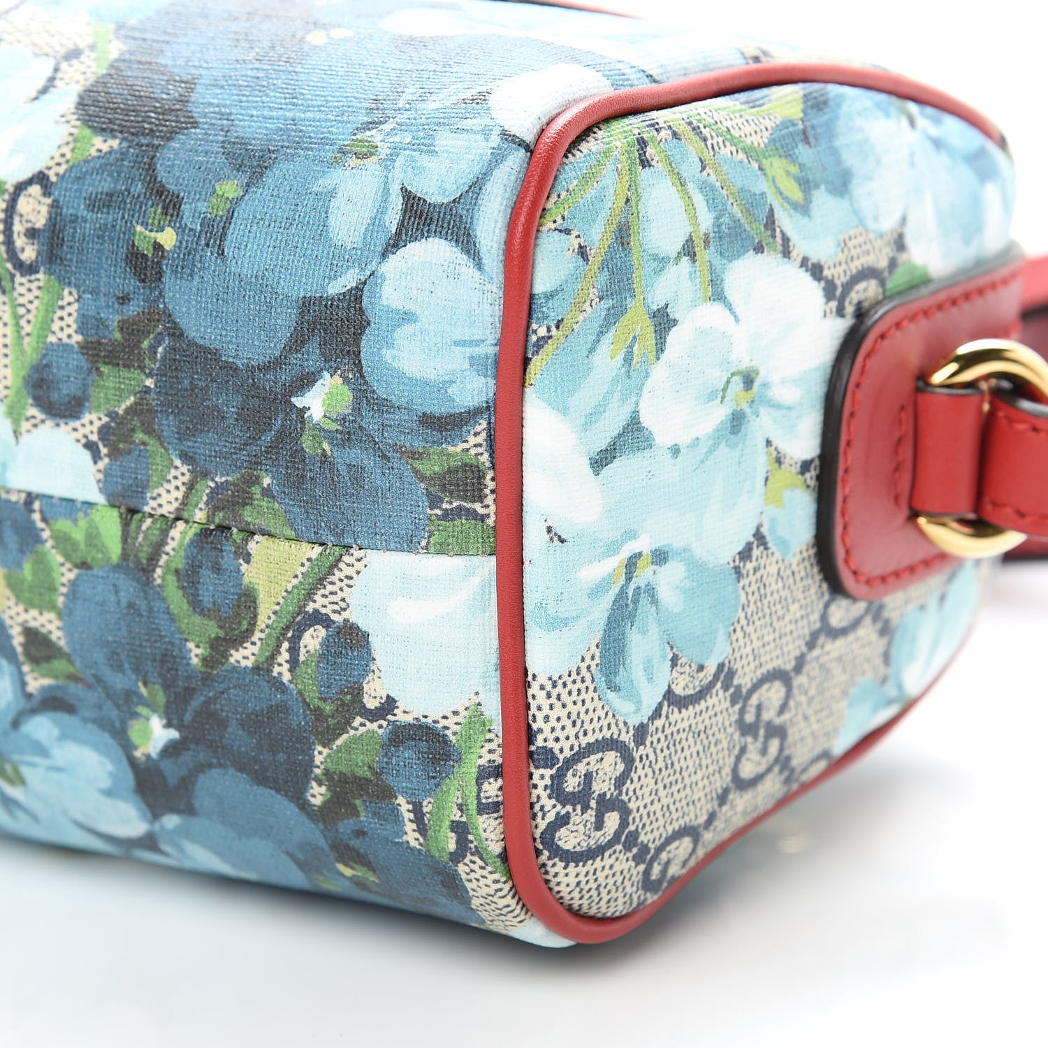 Gucci GG Supreme Monogram Blooms Mini Boston Navy Blue Hibiscus 10 of 10