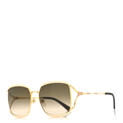 Gucci Metal Square Frame GG0593SK Sunglasses Ivory Gold Brown 1 of 7