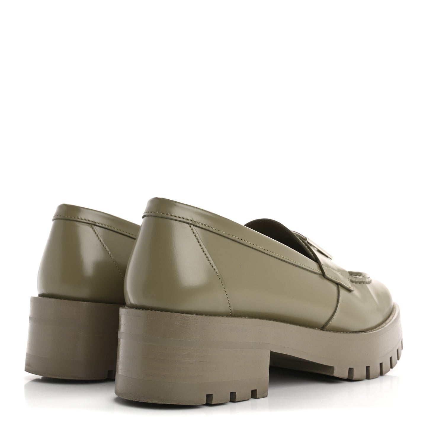 Calfskin Metal CC Loafers 38.5 Khaki