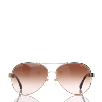 Chanel Lambskin Quilted CC Aviator Sunglasses 4195-Q Brown Gold 2 of 8