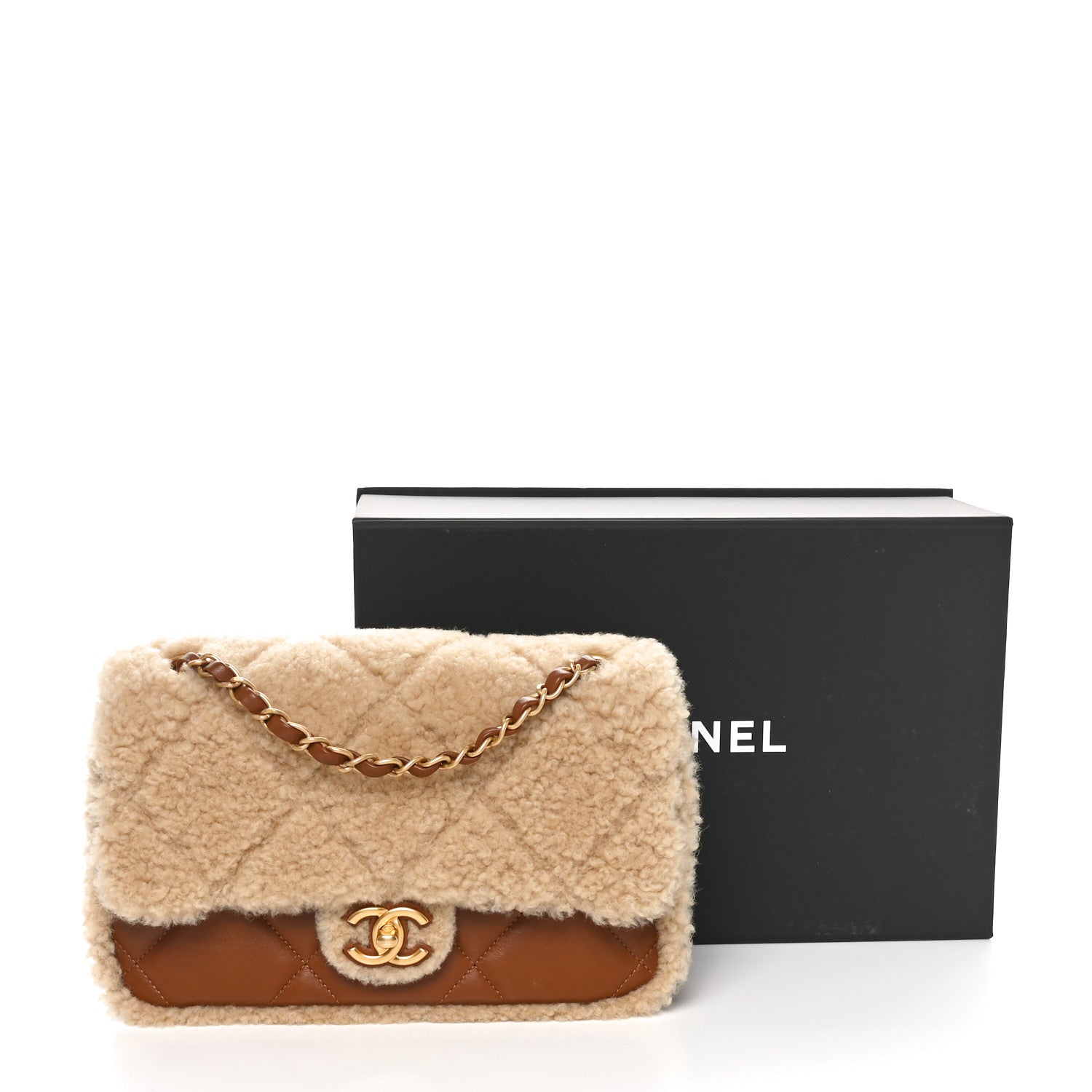 Chanel Shearling Lambskin Quilted Furry Coco Flap Beige Brown 11 of 11