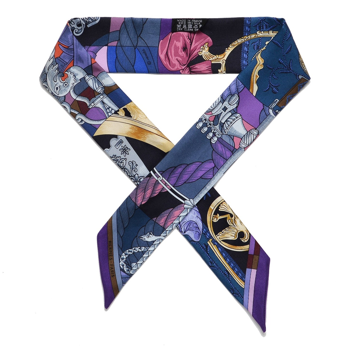 Silk Cavalleria D'Etriers Twilly Violet Bleu Rose