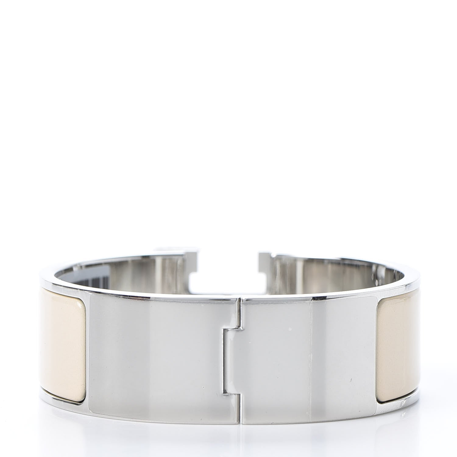 Hermes Enamel Wide Clic Clac H Bracelet PM Beige Nacre 2 of 3