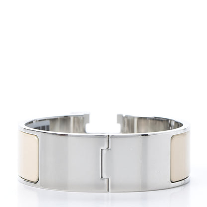 Hermes Enamel Wide Clic Clac H Bracelet PM Beige Nacre 2 of 3