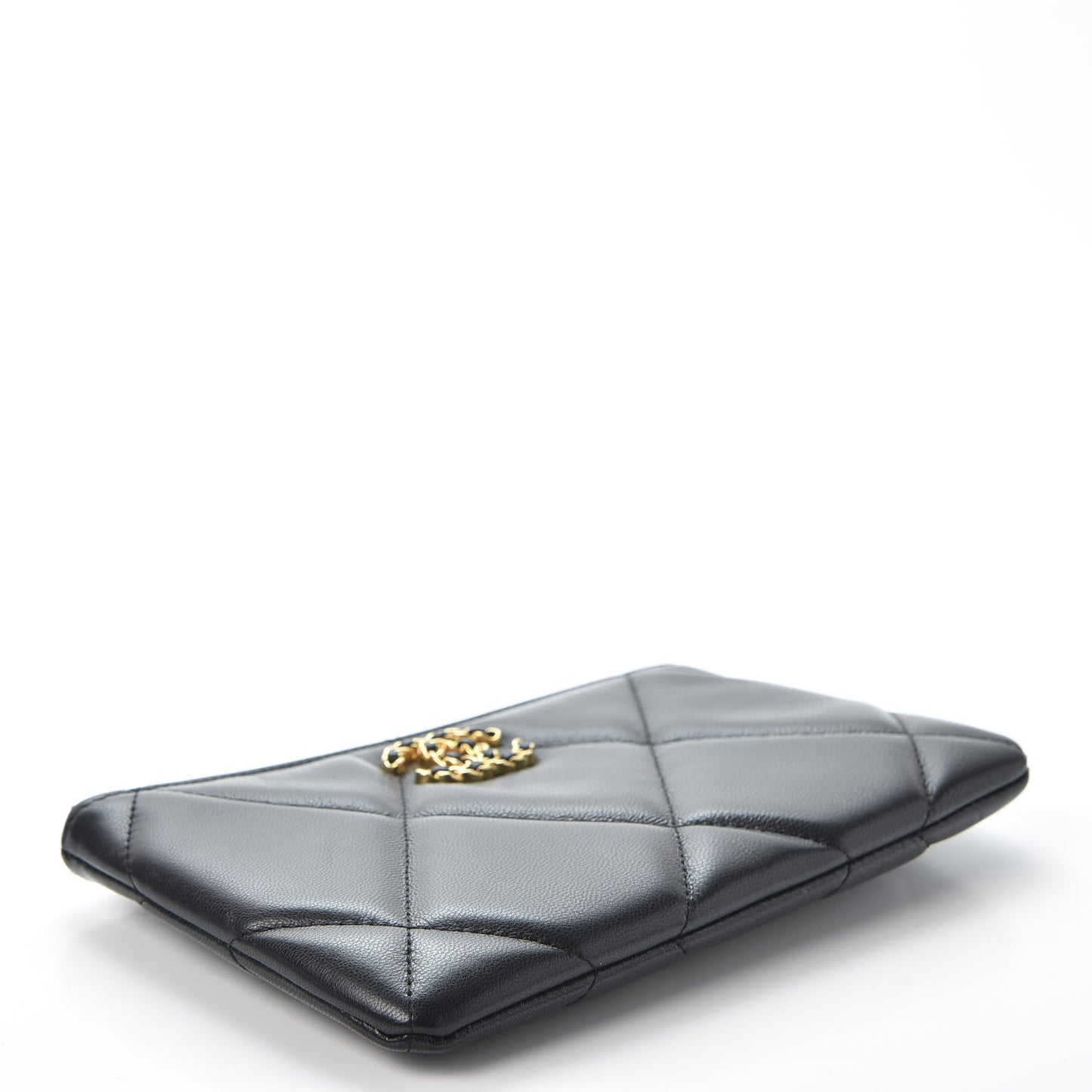 Goatskin Quilted 19 Cosmetic Case Black