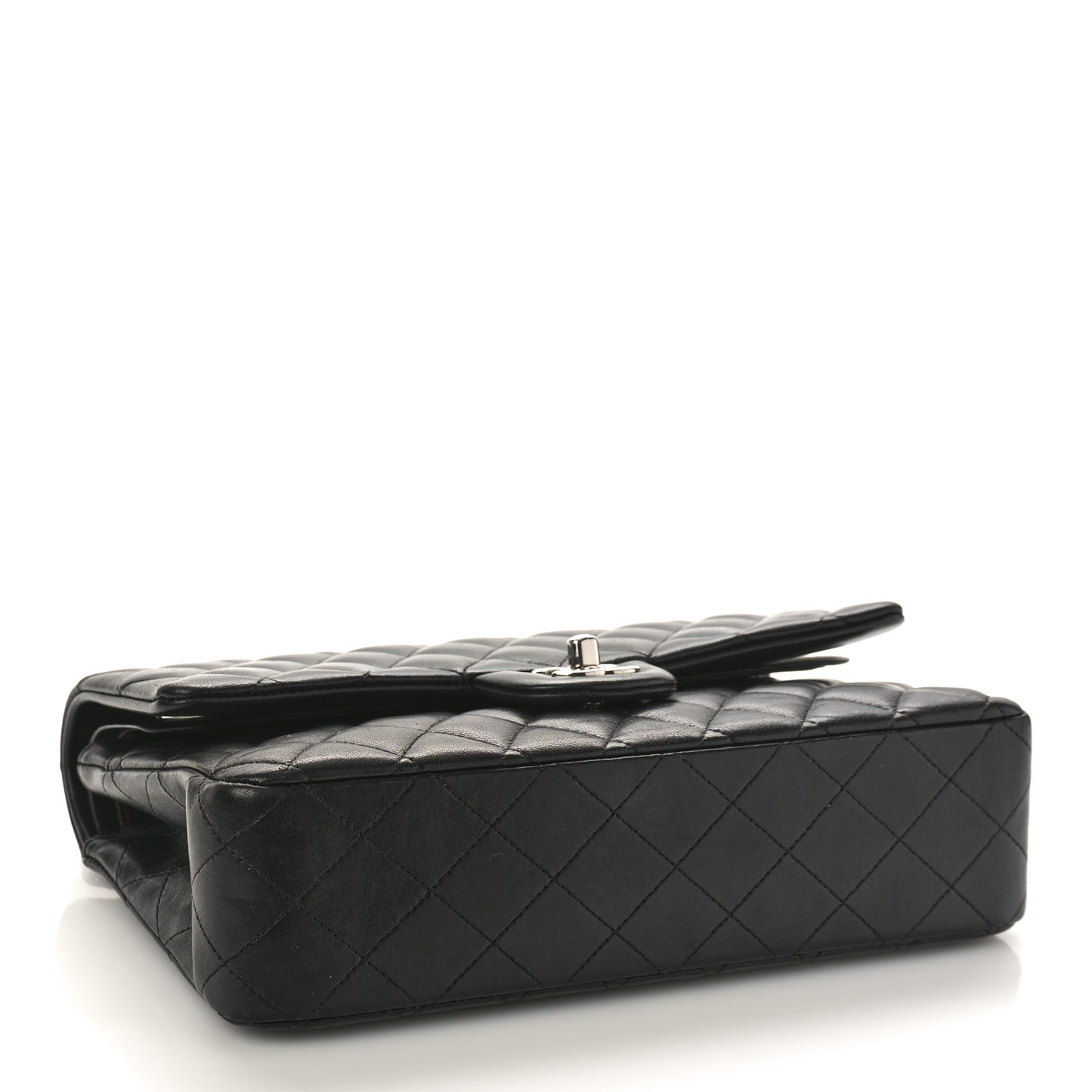 Lambskin Quilted Medium Double Flap Black