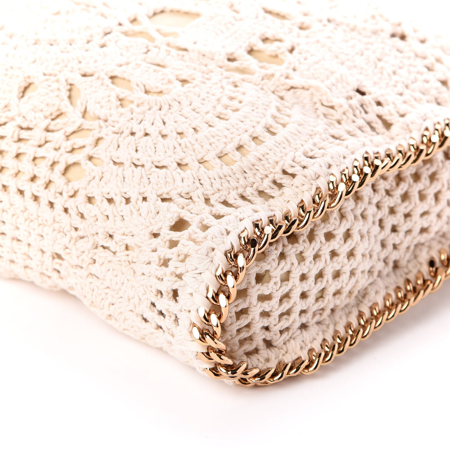 Cotton Crochet Falabella Ajouree Tote Bag White