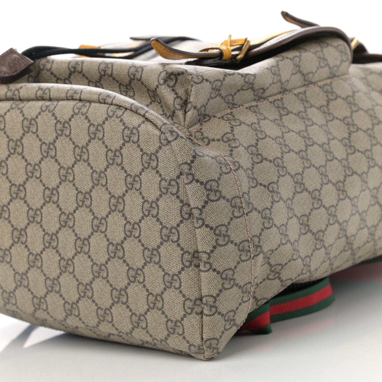 Gucci Soft GG Supreme Monogram Neo Vintage Double Buckle Backpack Beige New Acero Crop 10 of 10