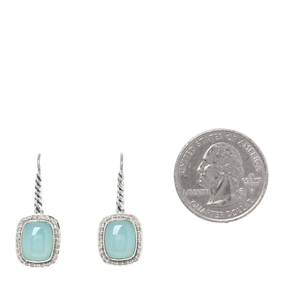 David Yurman Sterling Silver Diamond Blue Chalcedony Noblesse Drop Earrings 2 of 4