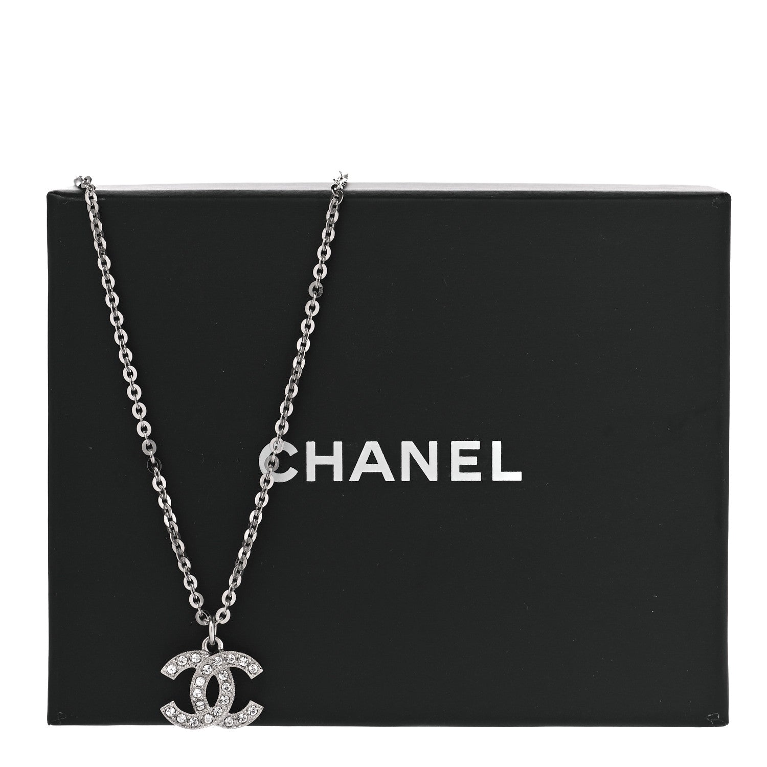 Chanel Crystal Timeless CC Necklace Silver 6 of 6