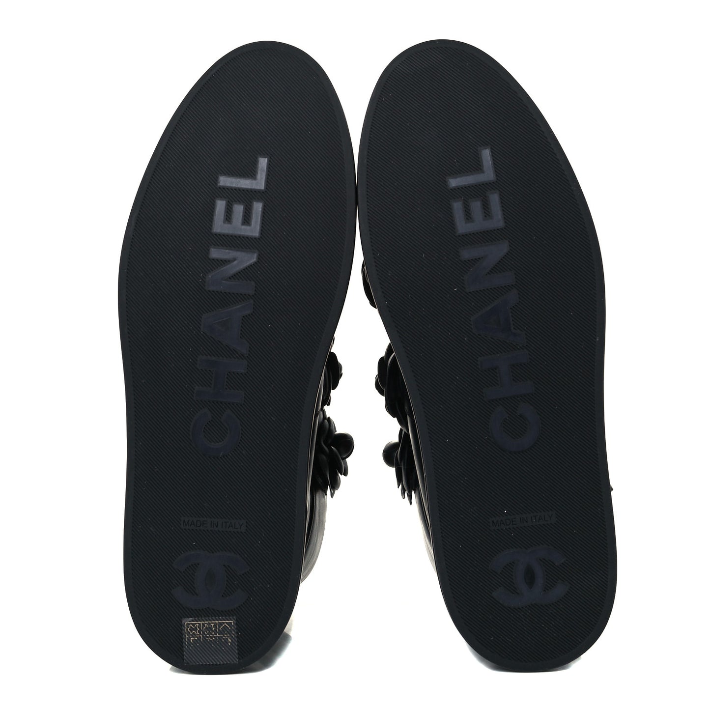 Lambskin Camellia High Top Sneakers 40 Navy