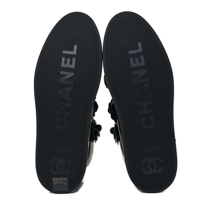 Chanel Lambskin Camellia High Top Sneakers 40 Navy 7 of 10
