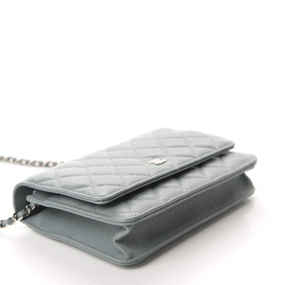Chanel Caviar Quilted Wallet On Chain WOC Light Blue 4 of 12