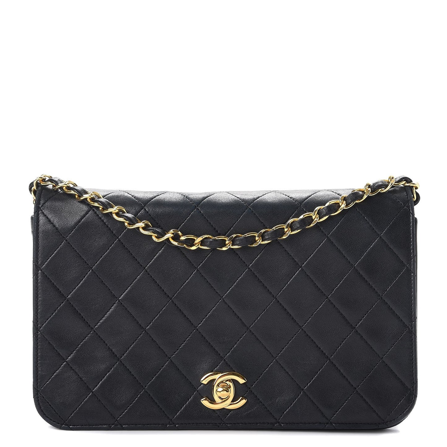 Lambskin Quilted Small Single Flap Black