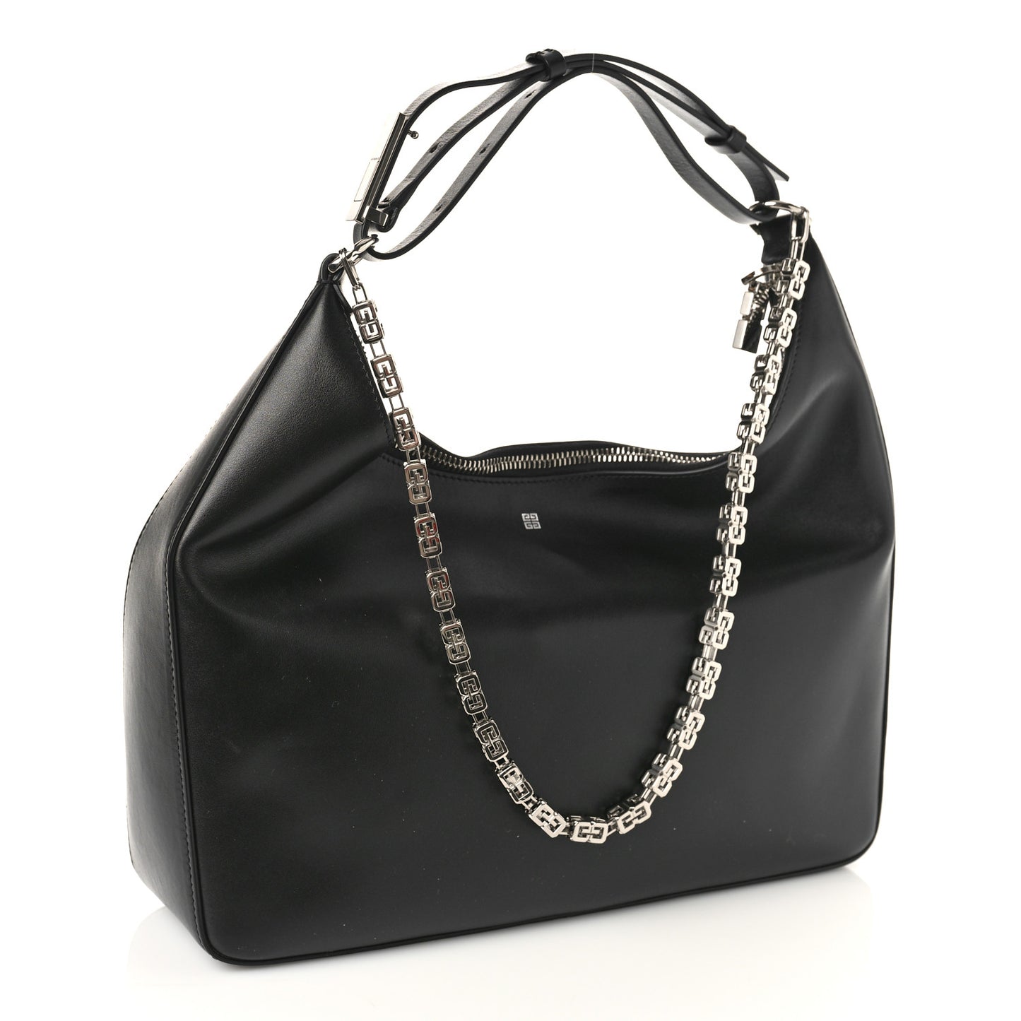 Smooth Calfskin Small Moon Cut Out Shoulder Bag Black