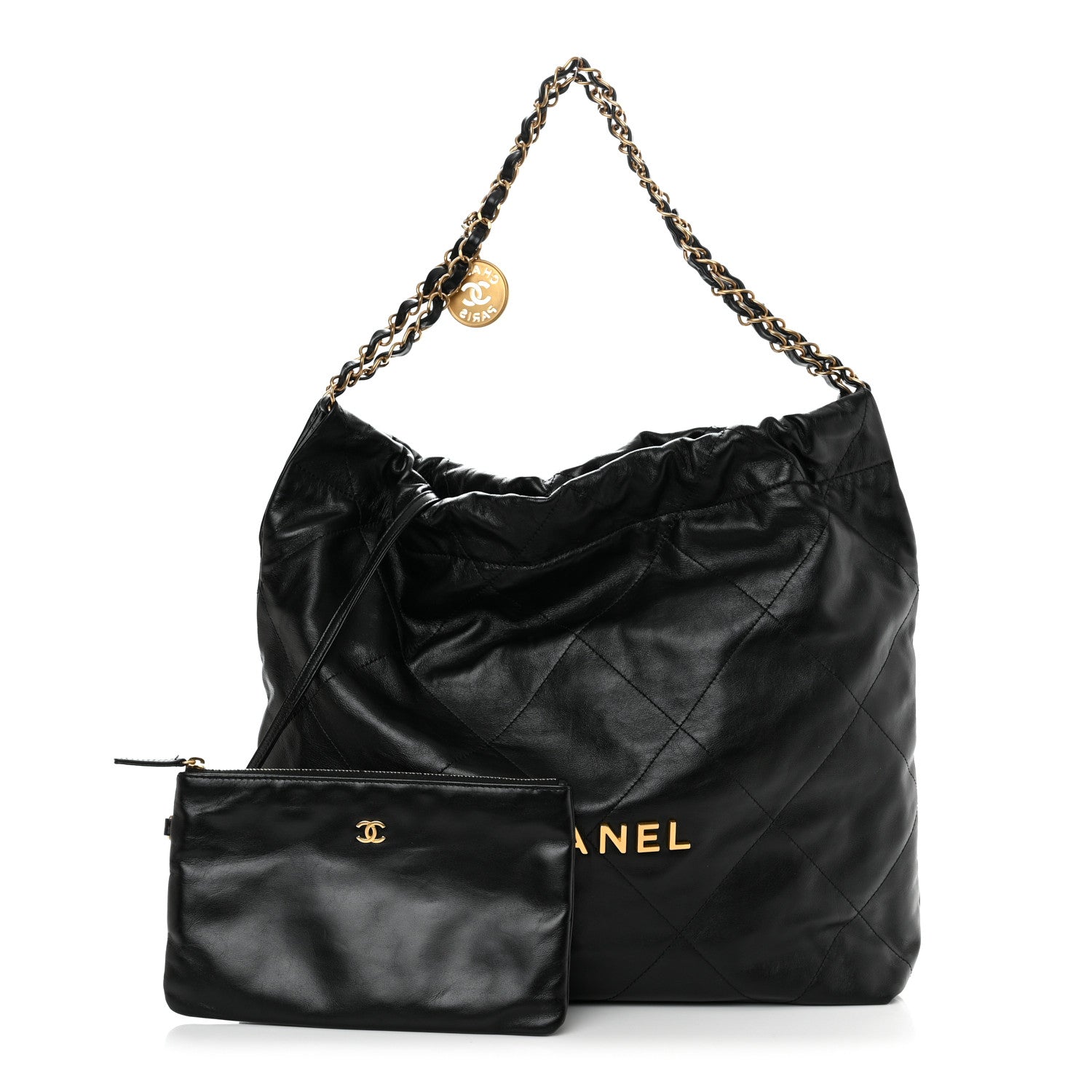 Chanel Shiny Calfskin Quilted Small Chanel 22 Black 1 of 12