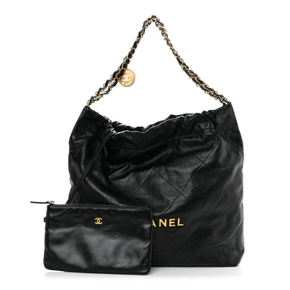 Chanel Shiny Calfskin Quilted Small Chanel 22 Black 1 of 12