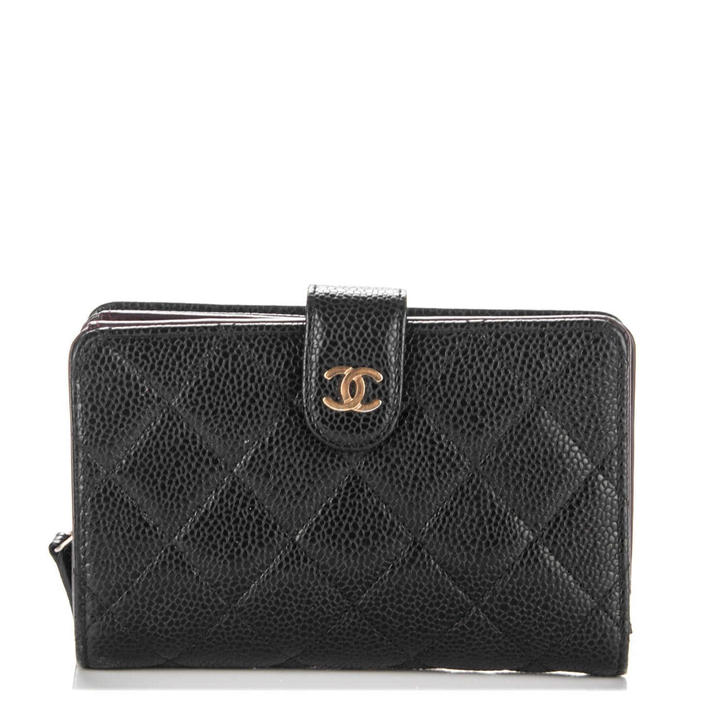 Caviar Quilted Zipped Pocket Wallet Black