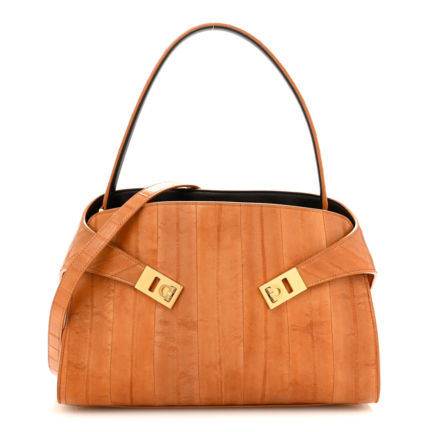 Salvatore Ferragamo Eel Medium Soft Bicolor Hug Bag Beige Testa di Moro 1 of 9