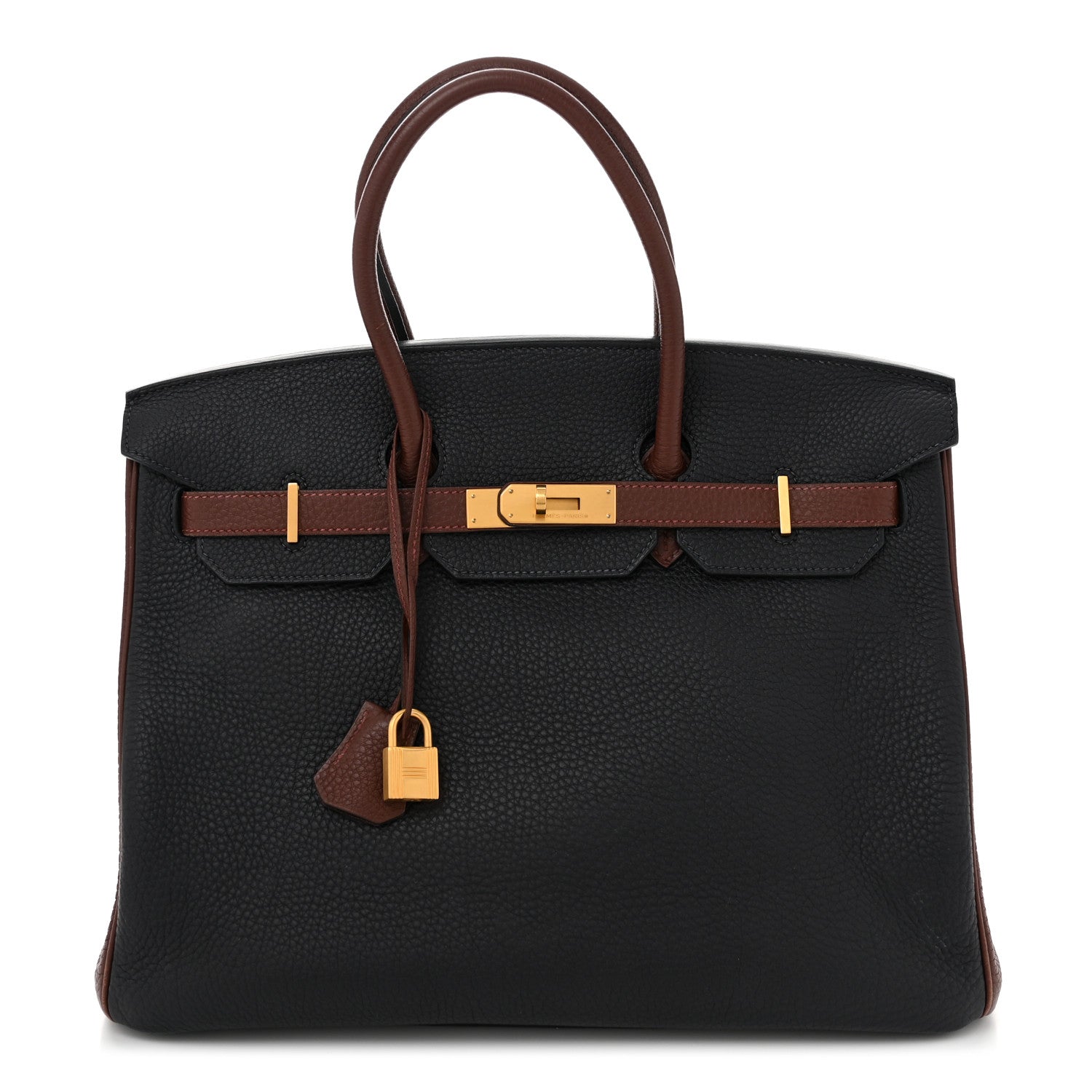 Hermes Togo Bi-Color Horseshoe Birkin 35 Bleu Nuit Rouge H 1 of 12