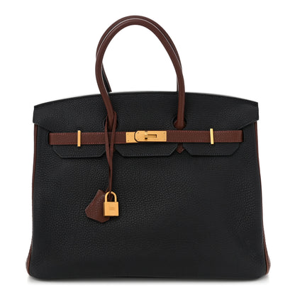 Hermes Togo Bi-Color Horseshoe Birkin 35 Bleu Nuit Rouge H 1 of 12