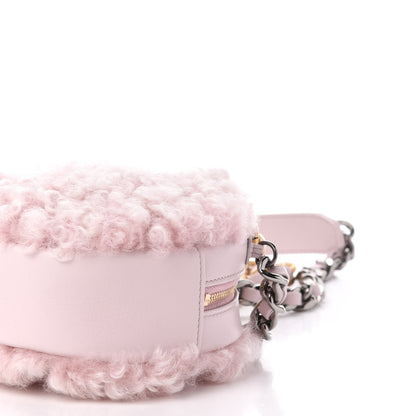 Chanel Shearling Sheepskin 19 Round Clutch With Chain Light Pink 9 of 11
