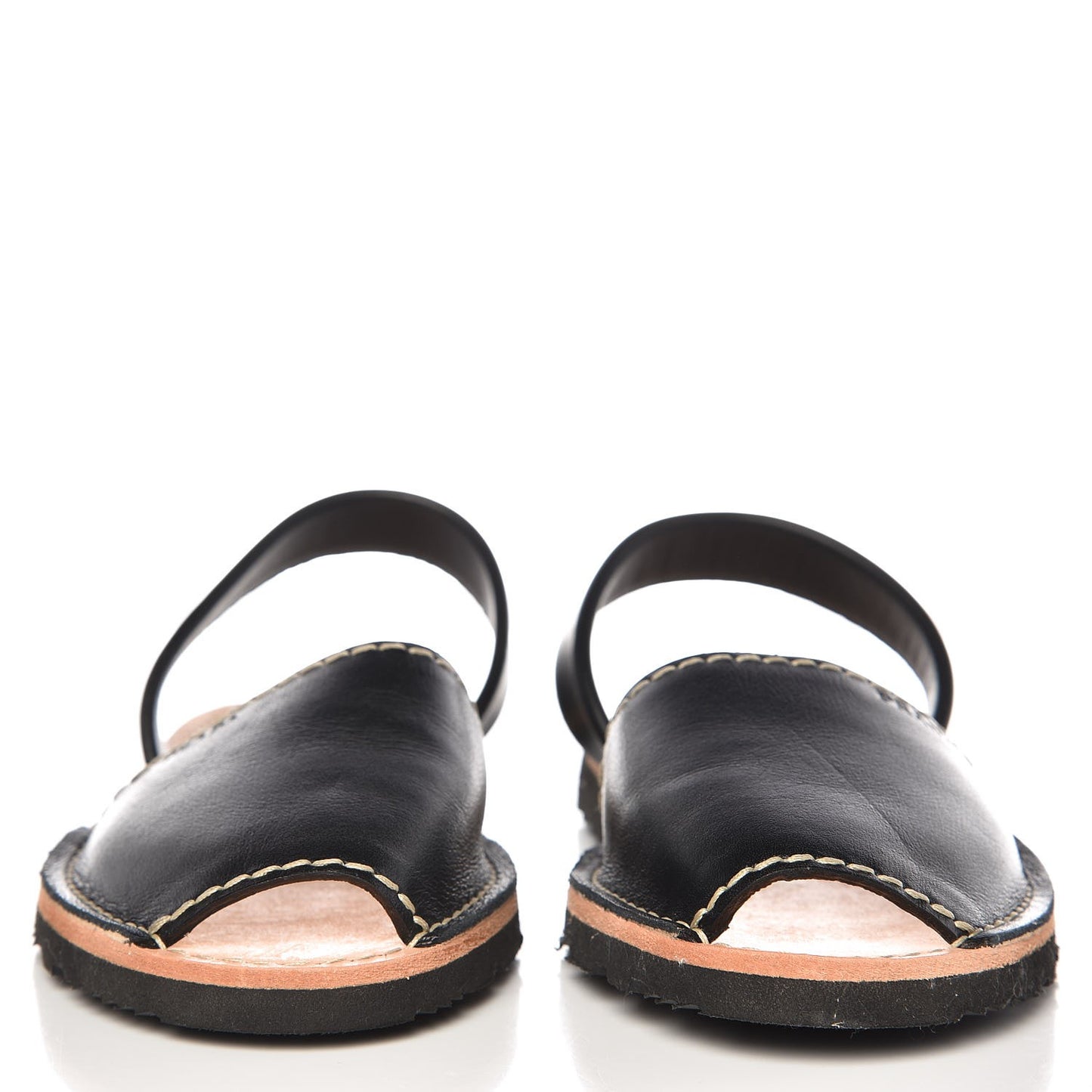 Vitello Slingback Flat Sandals 37 Black