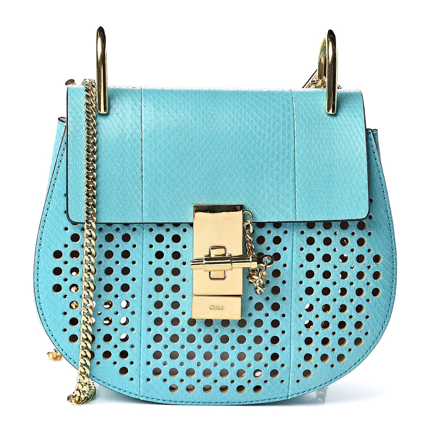 Ayers Perforated Mini Drew Shoulder Bag Washed Blue