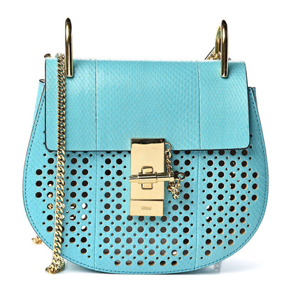 Chloe Ayers Perforated Mini Drew Shoulder Bag Washed Blue 1 of 10