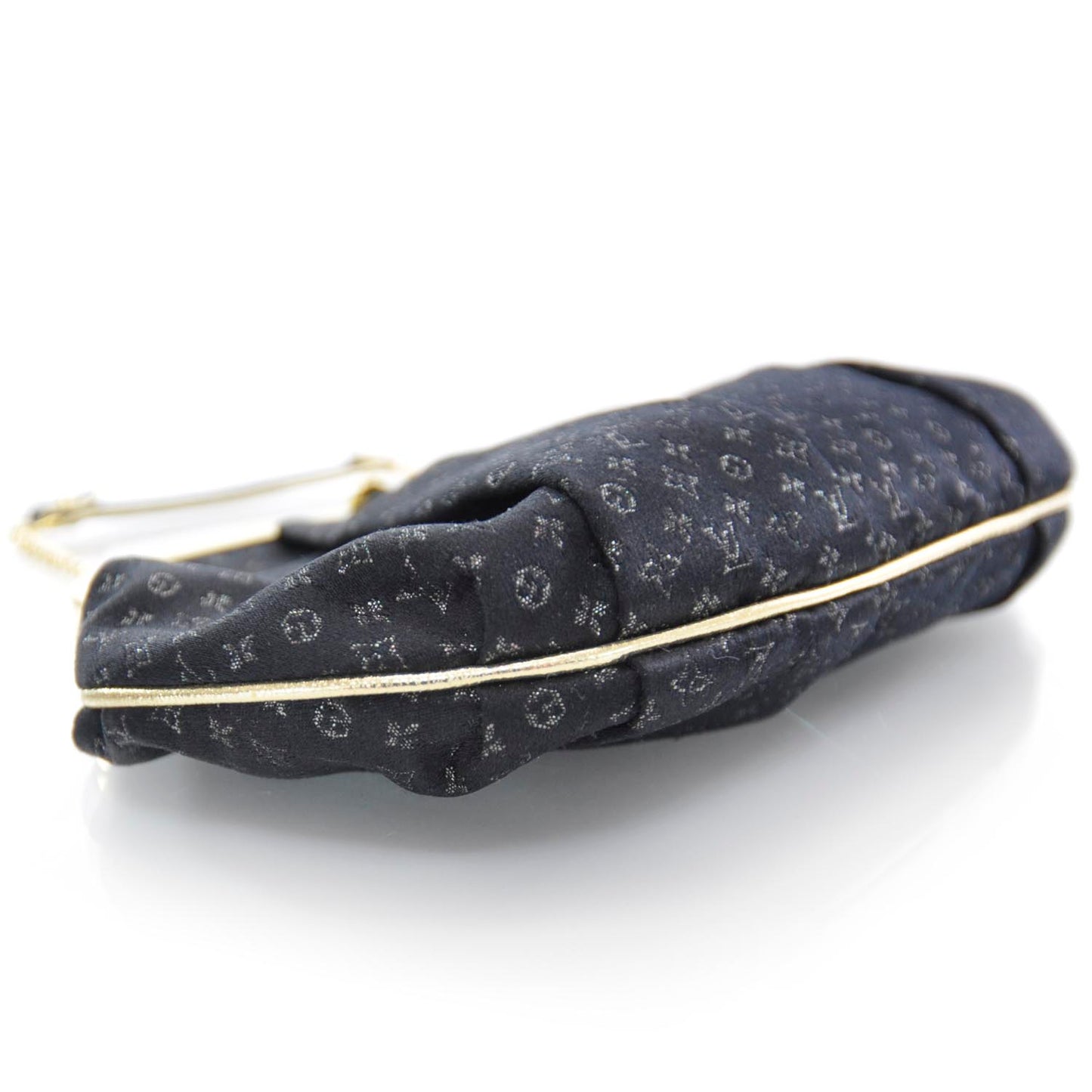 Satin Monogram Aumoniere Clutch Black