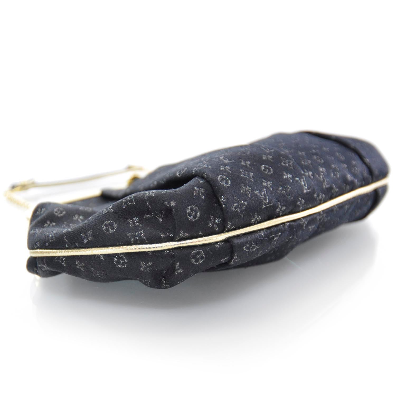 Louis Vuitton Satin Monogram Aumoniere Clutch Black 3 of 6
