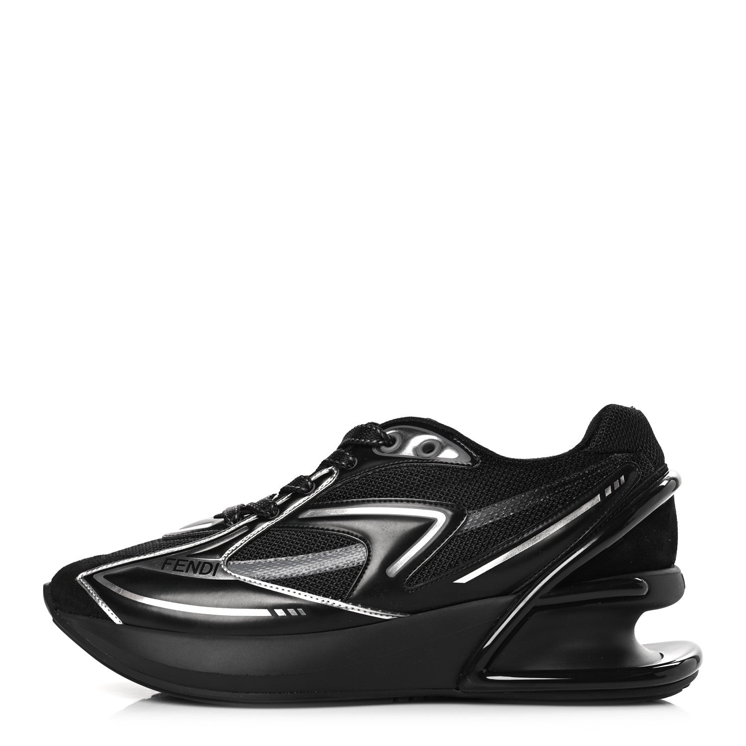 Fendi Tech Fabric Calfskin Womens First 1 Sneakers 36 Black 1 of 8