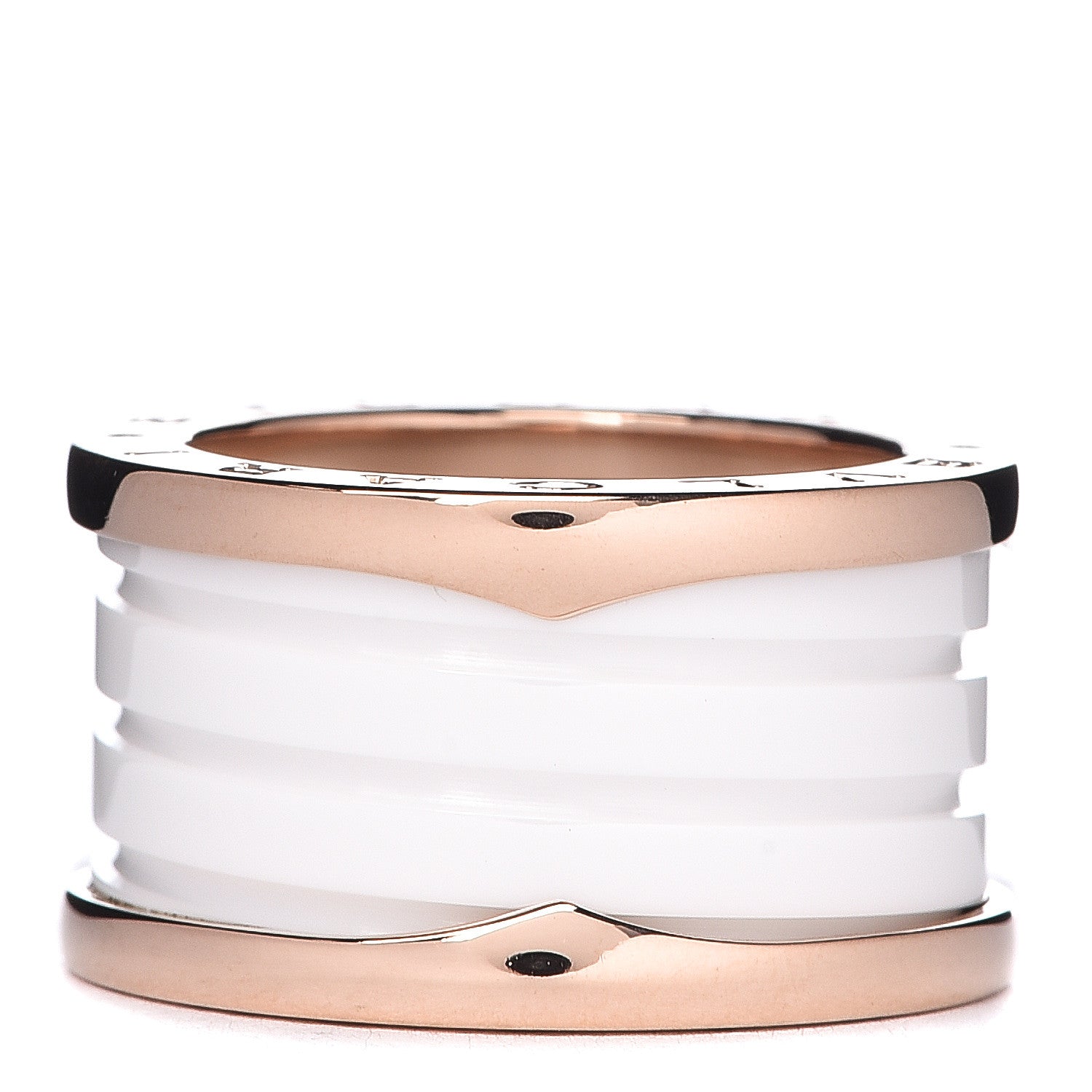 Bulgari 18K Rose Gold White Ceramic B.Zero1 Four-Band Ring 51 5.75 3 of 5