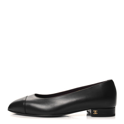 Chanel Lambskin Cap Toe Ballerina Flats 38 Black 1 of 9
