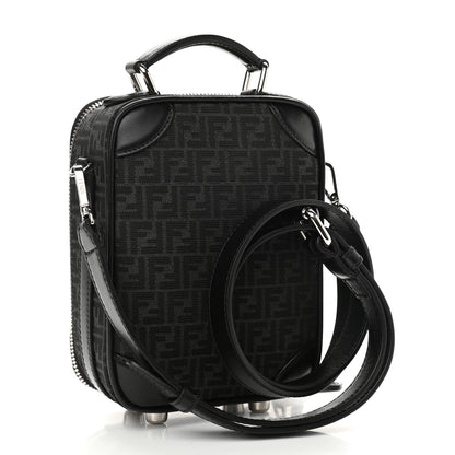 Fendi Recycled Fabric Jacquard Vitello Astro Micro FF Mini Trolley Bag Asfalto Black 3 of 10