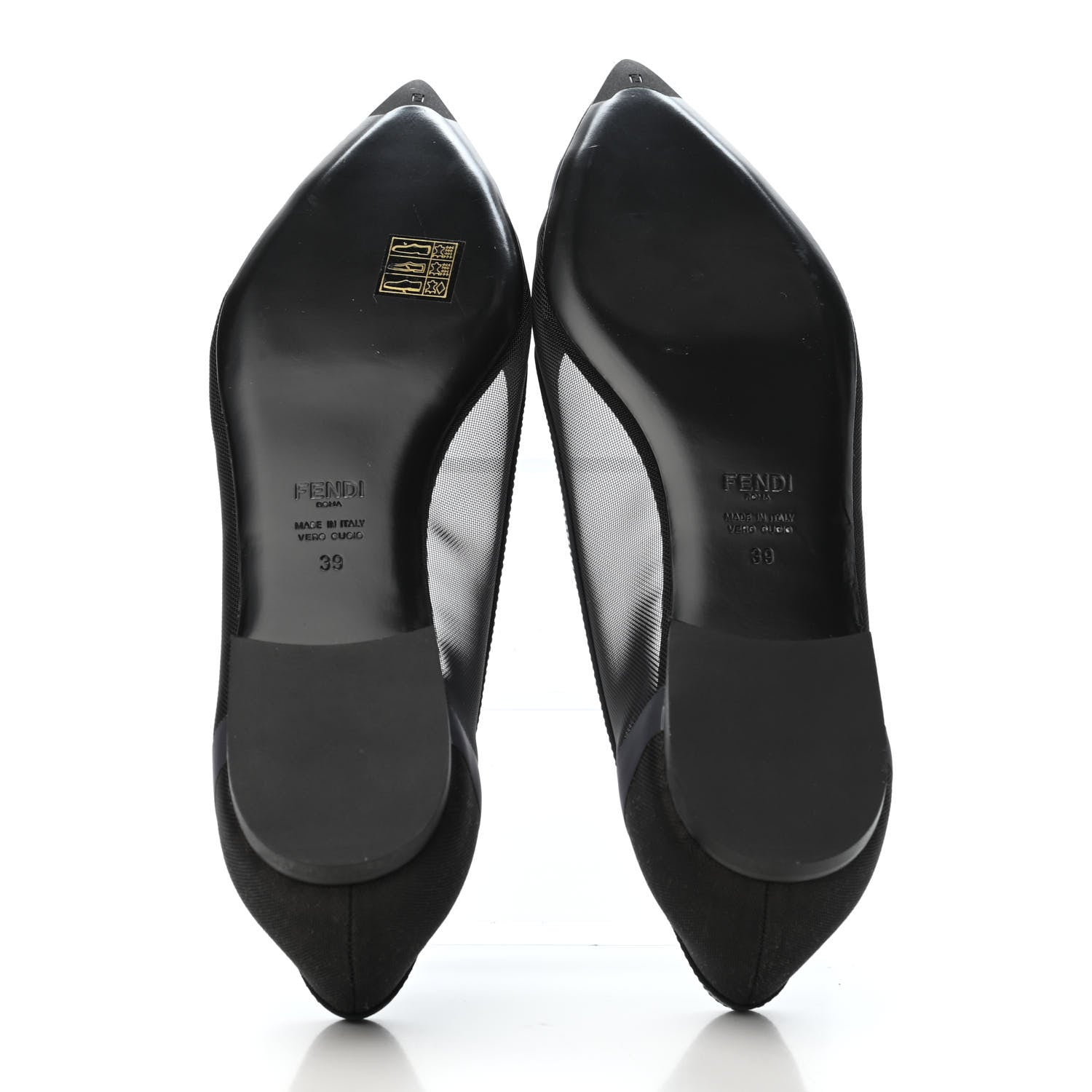 Fendi Mesh Skimmer Ballerina Flats 39 Navy Black 4 of 4