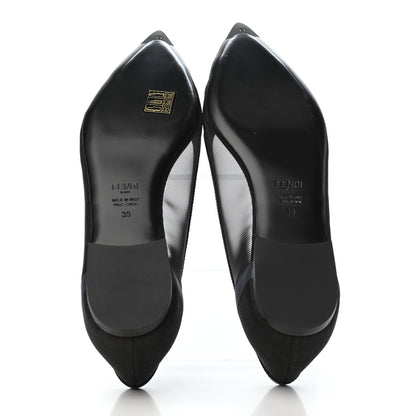 Fendi Mesh Skimmer Ballerina Flats 39 Navy Black 4 of 4