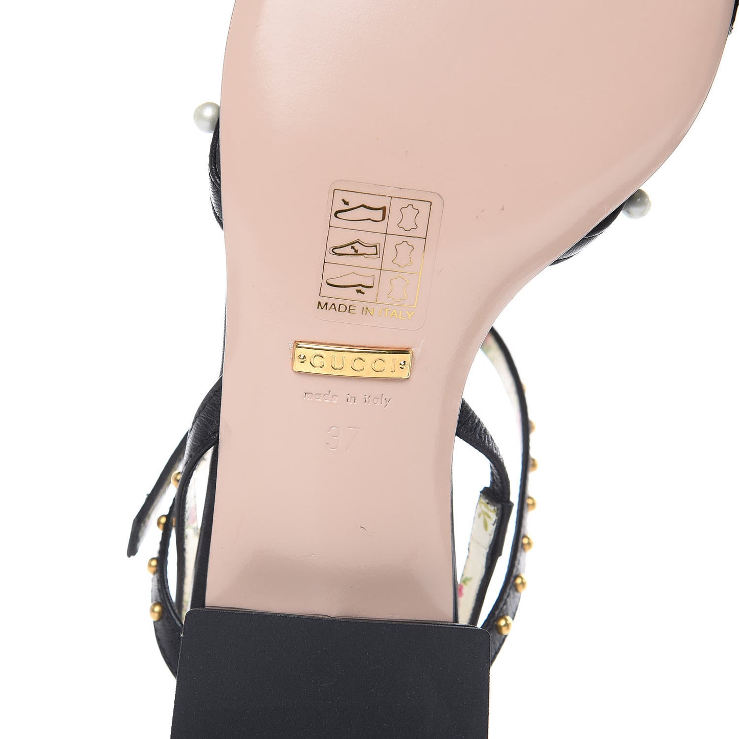 Malaga Kid Pearl Studded Regina T-Strap Low Heel Sandals 37 Black