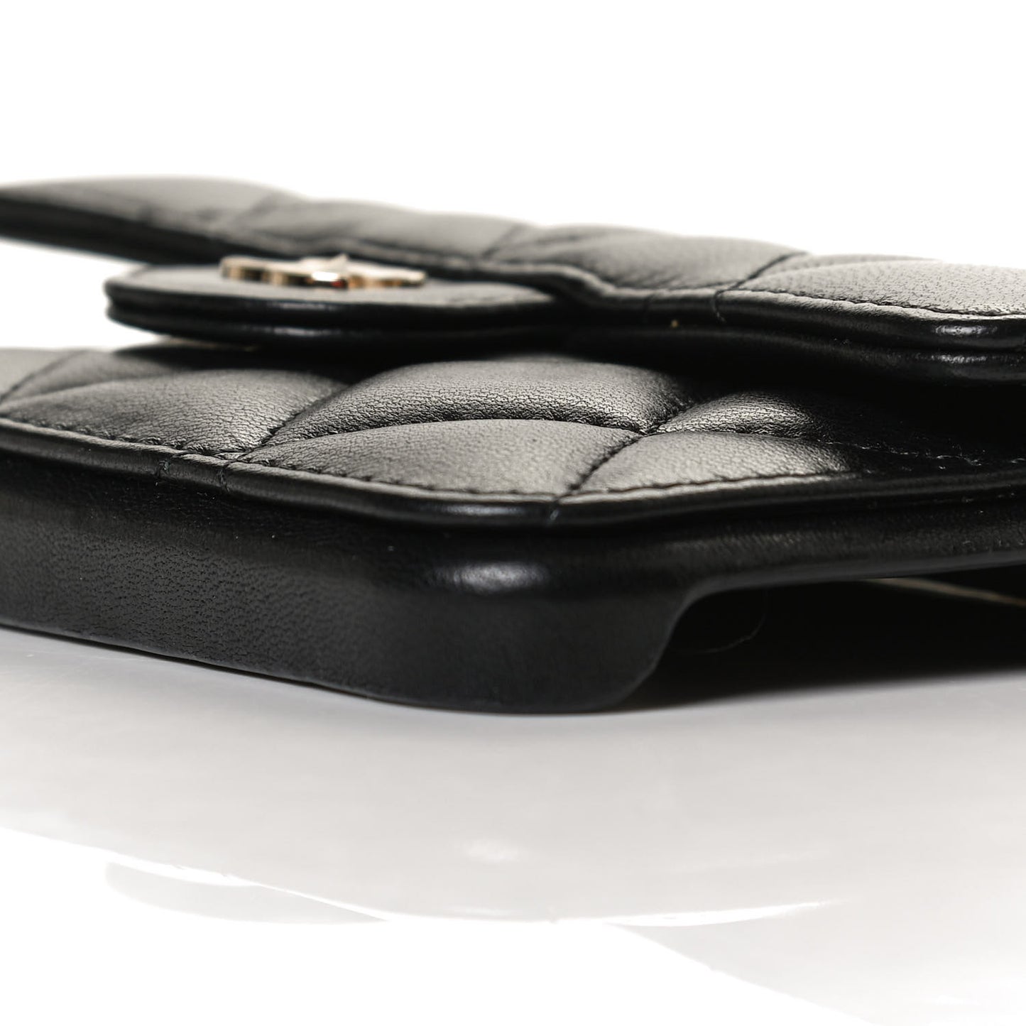 Lambskin Quilted iPhone XII Pro Case With Chain Black