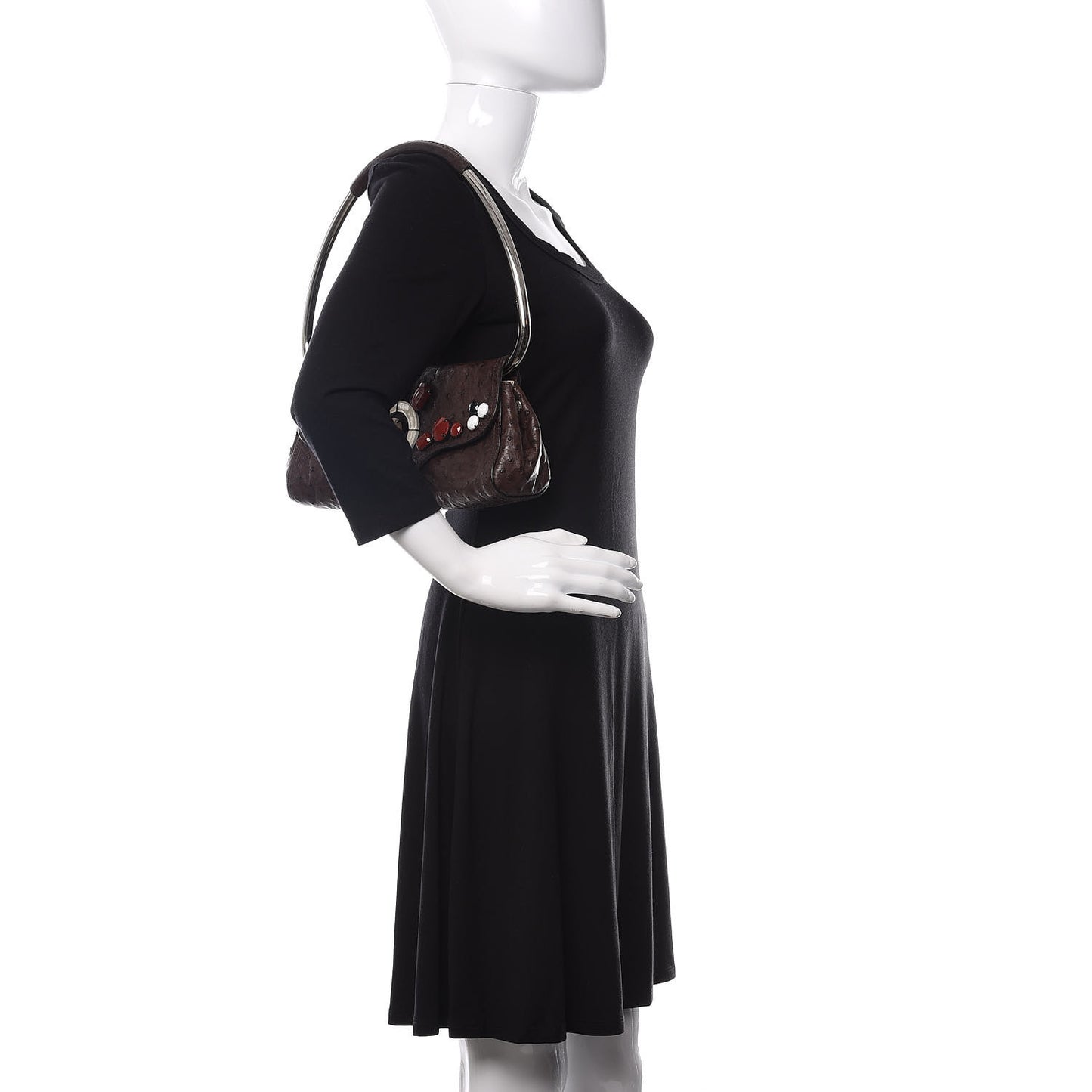 Ostrich Beaded Bag Brown