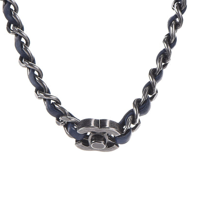 Chanel Lambskin CC Turnlock Choker Necklace Navy Blue 4 of 5
